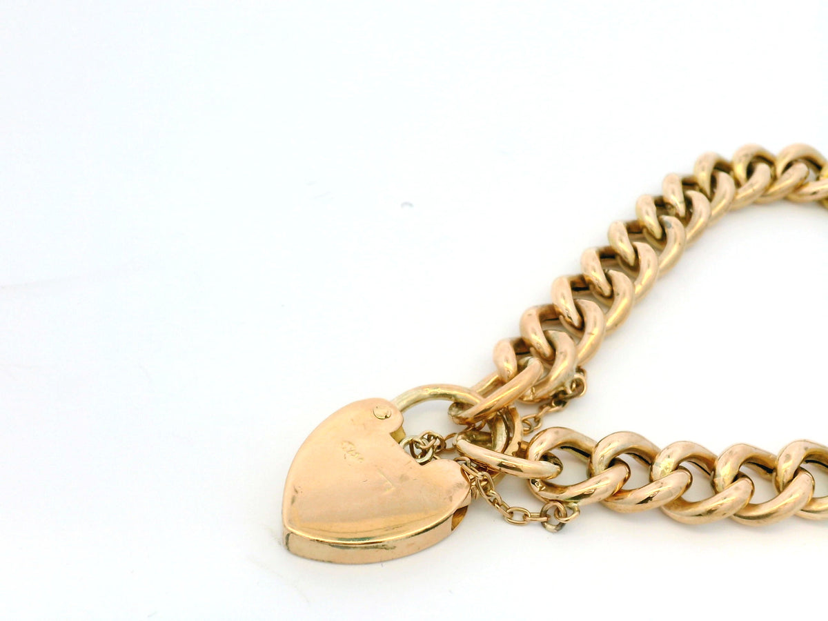 ANTIQUE VICTORIAN CURB LINK PADLOCK BRACELET 9ct GOLD