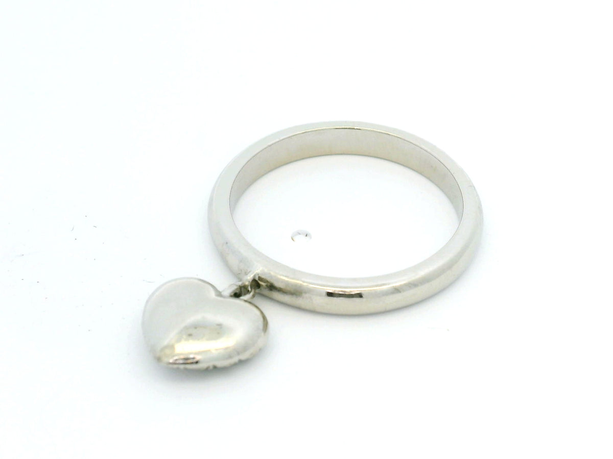 RETRO TIFFANY &amp; Co PAVE DIAMOND HEART CHARM RING PLATINUM