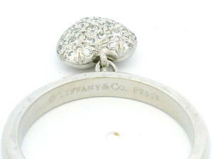 RETRO TIFFANY & Co PAVE DIAMOND HEART CHARM RING PLATINUM