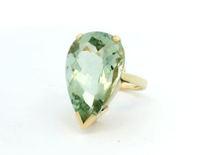 RETRO MID-CENTURY PRASIOLITE COCKTAIL RING 9ct GOLD