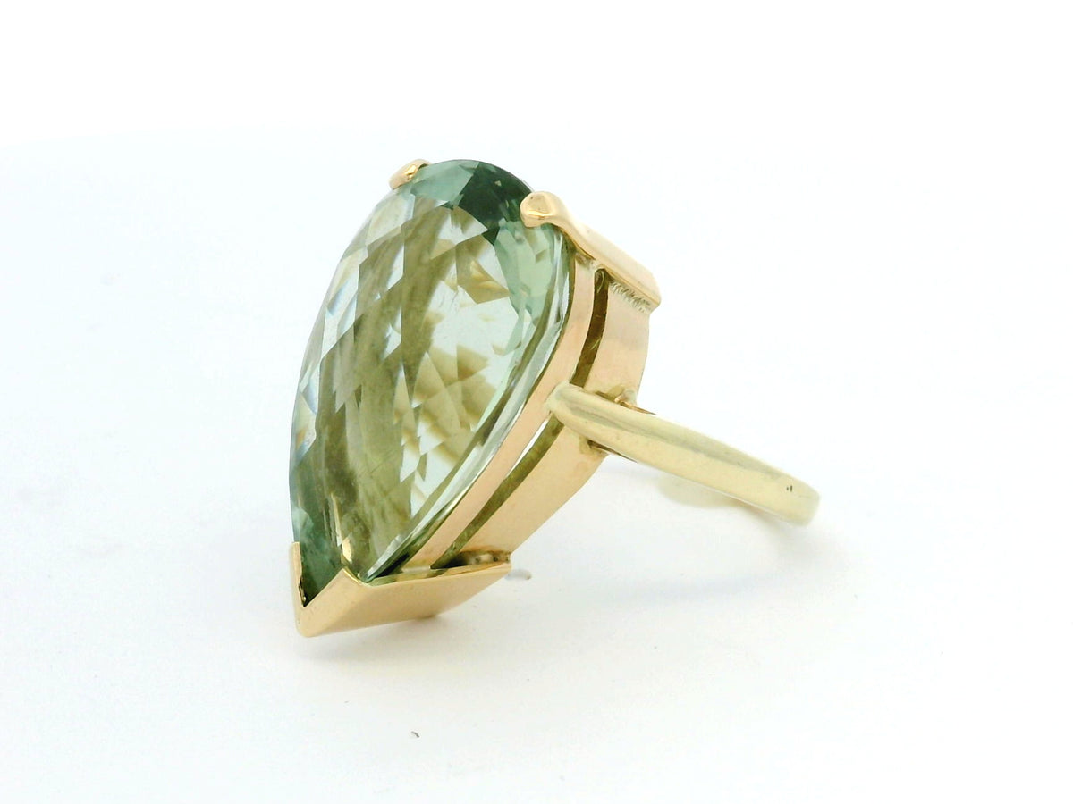 RETRO MID-CENTURY PRASIOLITE COCKTAIL RING 9ct GOLD