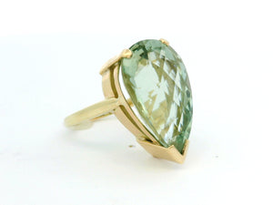 RETRO MID-CENTURY PRASIOLITE COCKTAIL RING 9ct GOLD