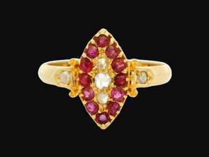 ANTIQUE EDWARDIAN 1901 RUBY & DIAMOND RING 18ct GOLD