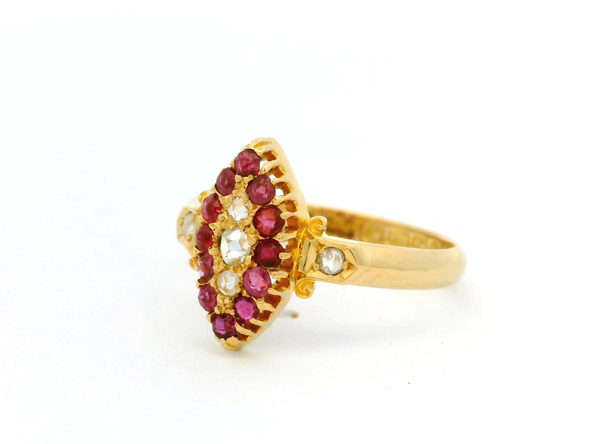 ANTIQUE EDWARDIAN 1901 RUBY &amp; DIAMOND RING 18ct GOLD