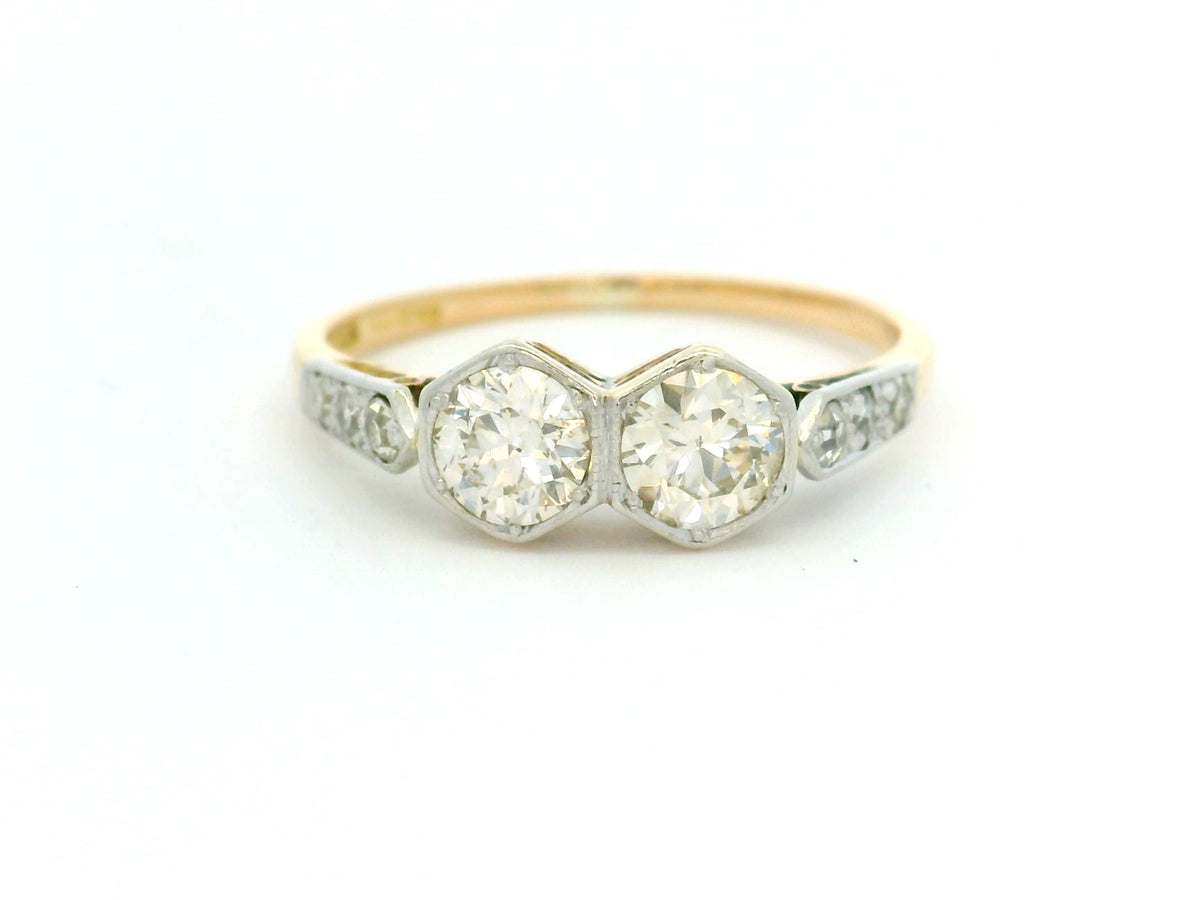 ANTIQUE EDWARDIAN c1915 ‘TOI ET MOI’ 1ct DIAMOND RING 18ct GOLD