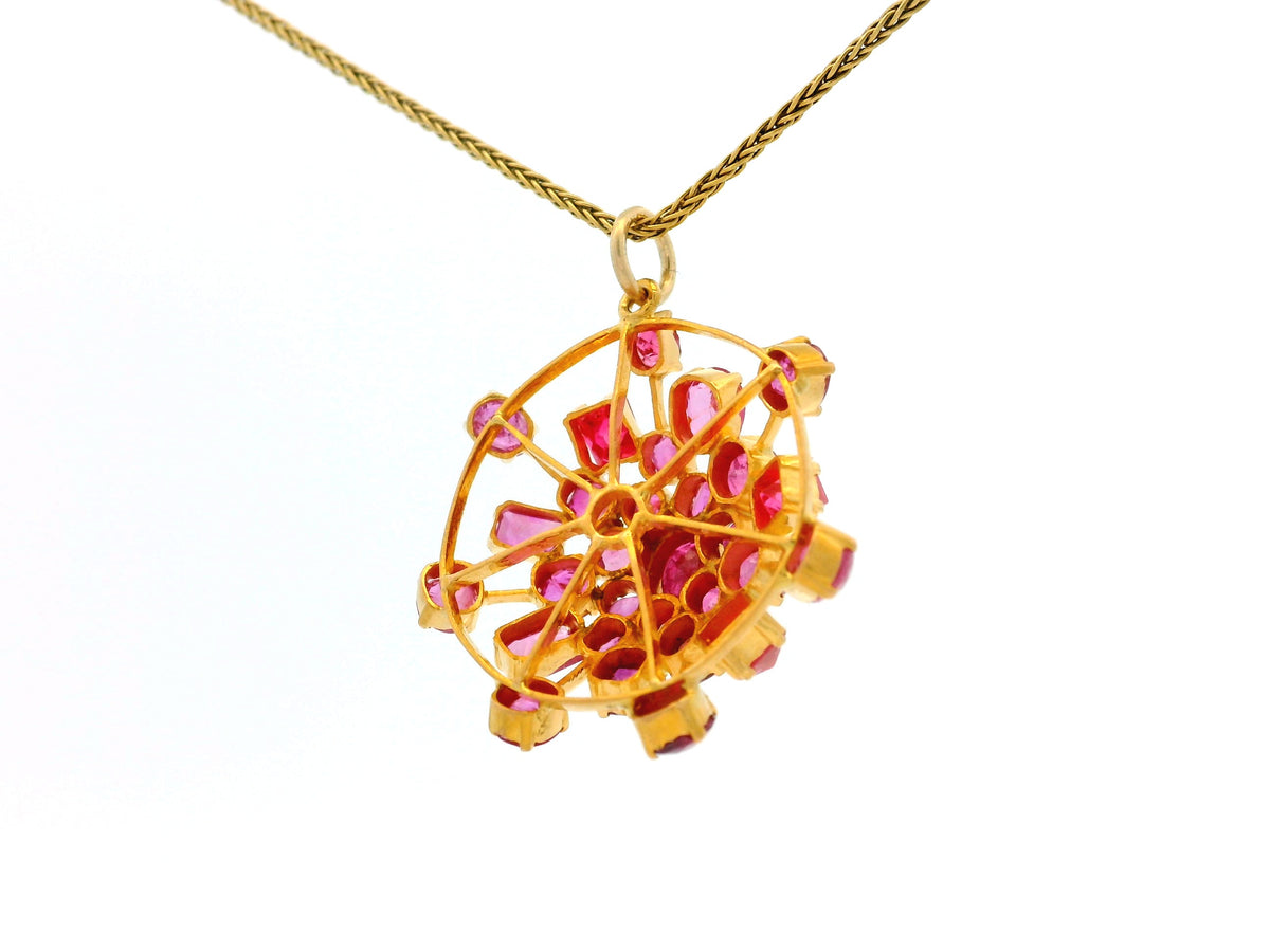 VINTAGE ESTATE RUBY ‘SPUTNIK’ PENDANT 18ct GOLD