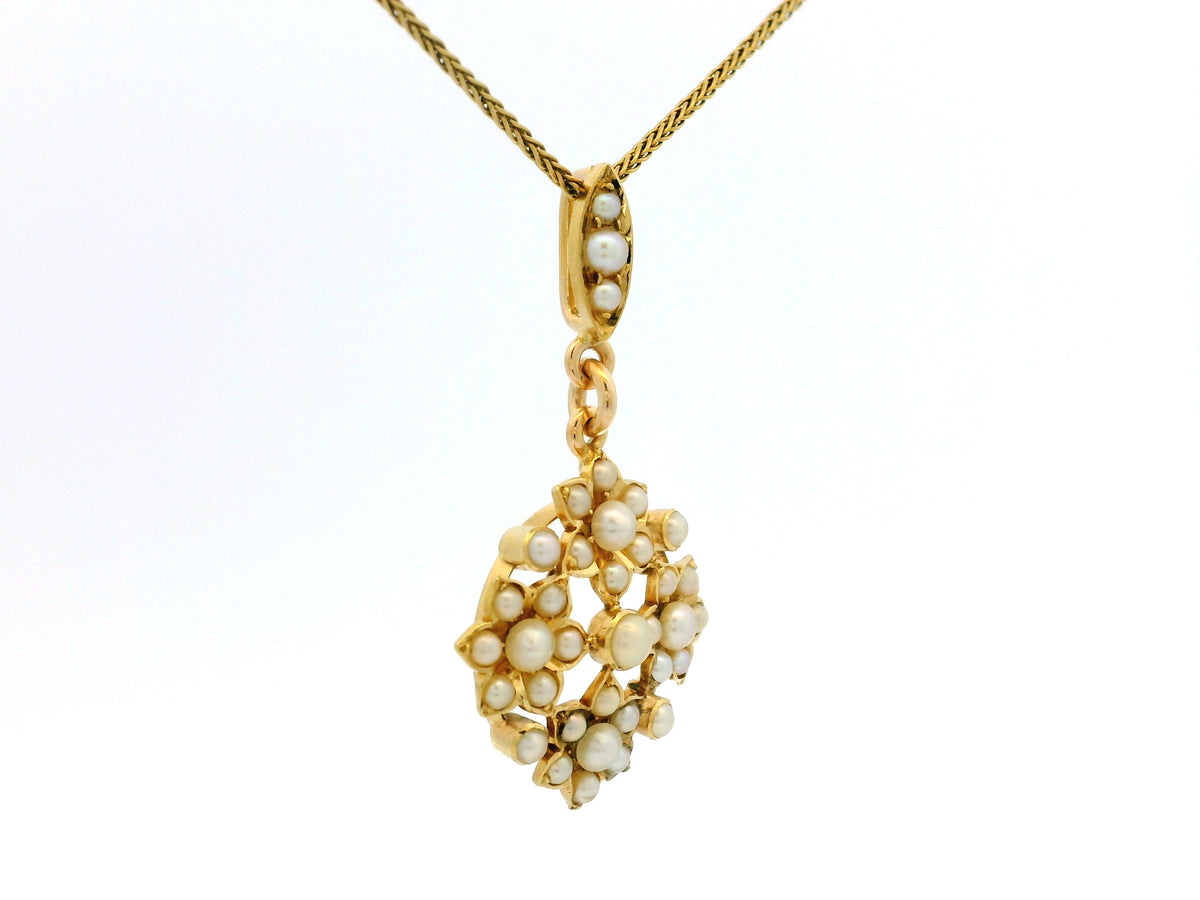 ANTIQUE EDWARDIAN SPLIT PEARL PENDANT 9ct GOLD