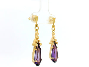 RETRO MID-CENTURY AMETHYST EARRINGS 14ct GOLD