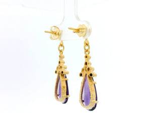 RETRO MID-CENTURY AMETHYST EARRINGS 14ct GOLD