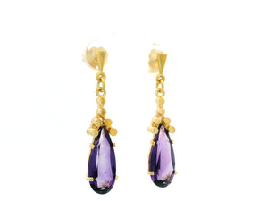 RETRO MID-CENTURY AMETHYST EARRINGS 14ct GOLD