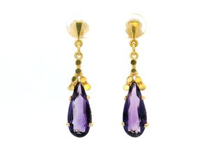 RETRO MID-CENTURY AMETHYST EARRINGS 14ct GOLD