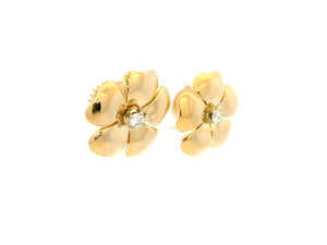 VINTAGE DIAMOND FLOWER EARRINGS 14ct GOLD