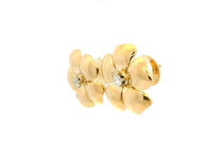 VINTAGE DIAMOND FLOWER EARRINGS 14ct GOLD