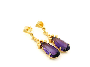 RETRO MID-CENTURY AMETHYST EARRINGS 14ct GOLD