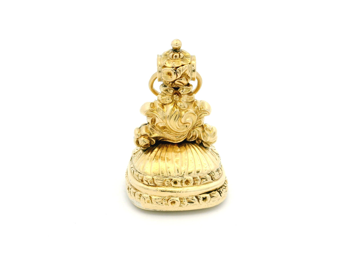 ANTIQUE EDWARDIAN AGATE INTAGLIO FOB SEAL PENDANT 15ct GOLD