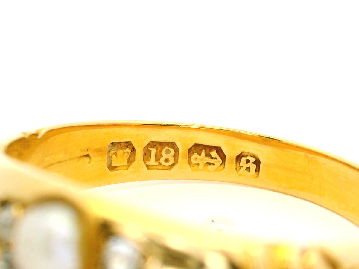 LATE VICTORIAN PEARL &amp; DIAMOND RING 18ct GOLD