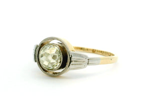 ANTIQUE .90ct OLD MINE CUT DIAMOND RING PALLADIUM & 18ct GOLD