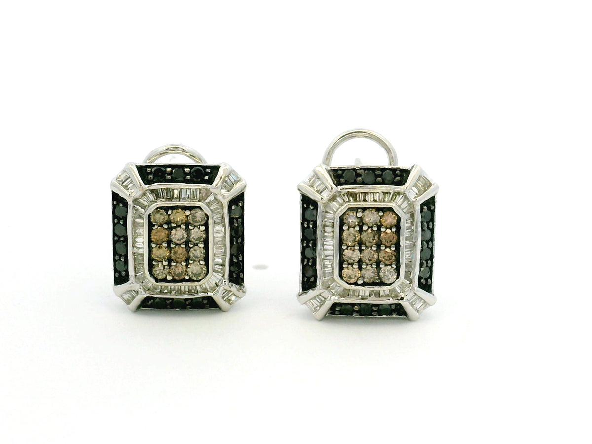CONTEMPORARY BLACK DIAMOND EARRINGS 9ct GOLD