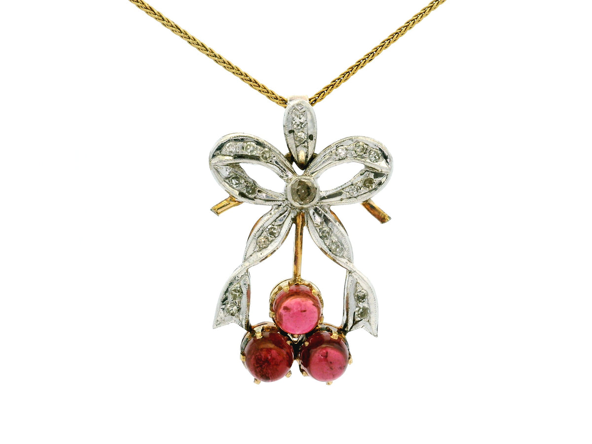 ANTIQUE VICTORIAN DIAMOND &amp; TOURMALINE PENDANT 12ct GOLD &amp; SILVER