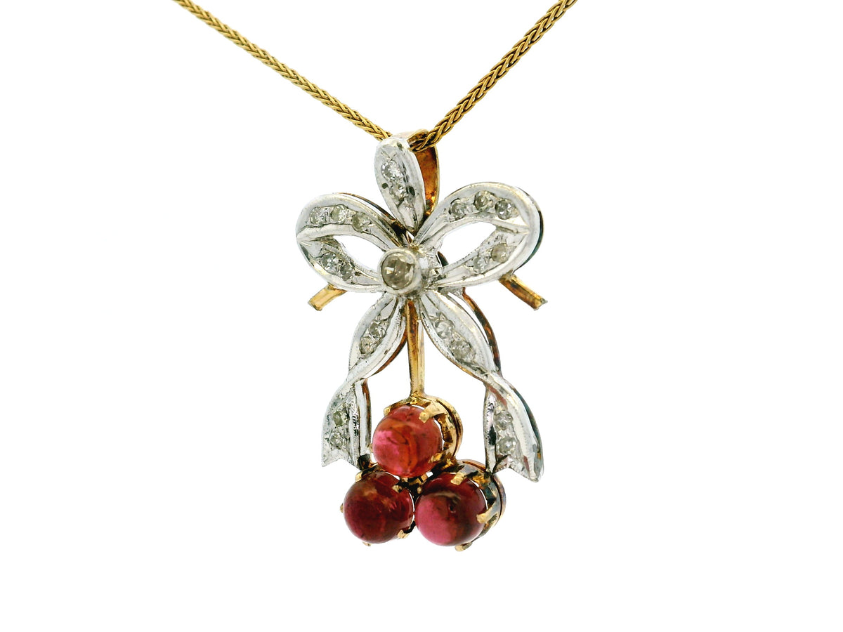 ANTIQUE VICTORIAN DIAMOND &amp; TOURMALINE PENDANT 12ct GOLD &amp; SILVER