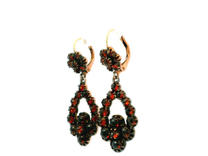 ANTIQUE EDWARDIAN BOHEMIAN GARNET EARRINGS TOMBAC & 14ct GOLD