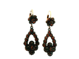 ANTIQUE EDWARDIAN BOHEMIAN GARNET EARRINGS TOMBAC & 14ct GOLD