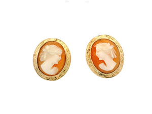 MODERN SHELL CAMEO EARRINGS 9ct GOLD