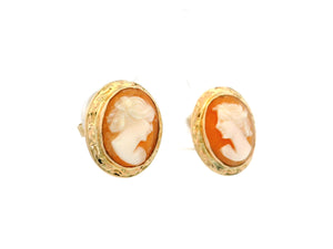 MODERN SHELL CAMEO EARRINGS 9ct GOLD