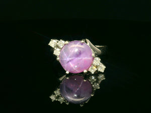 VINTAGE STAR SAPPHIRE & DIAMOND RING 18ct GOLD