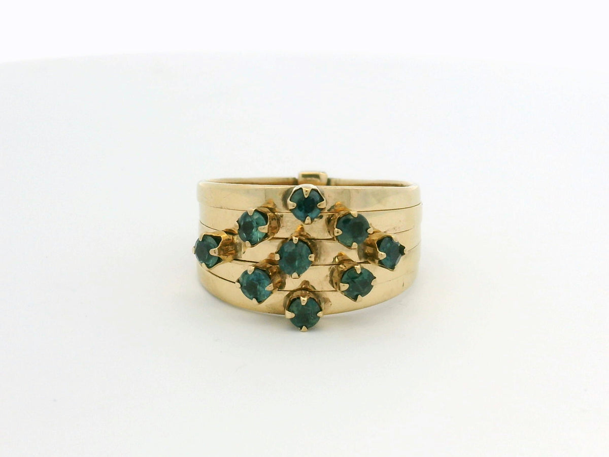 VINTAGE TEAL SAPPHIRE HAREM RING 14ct GOLD
