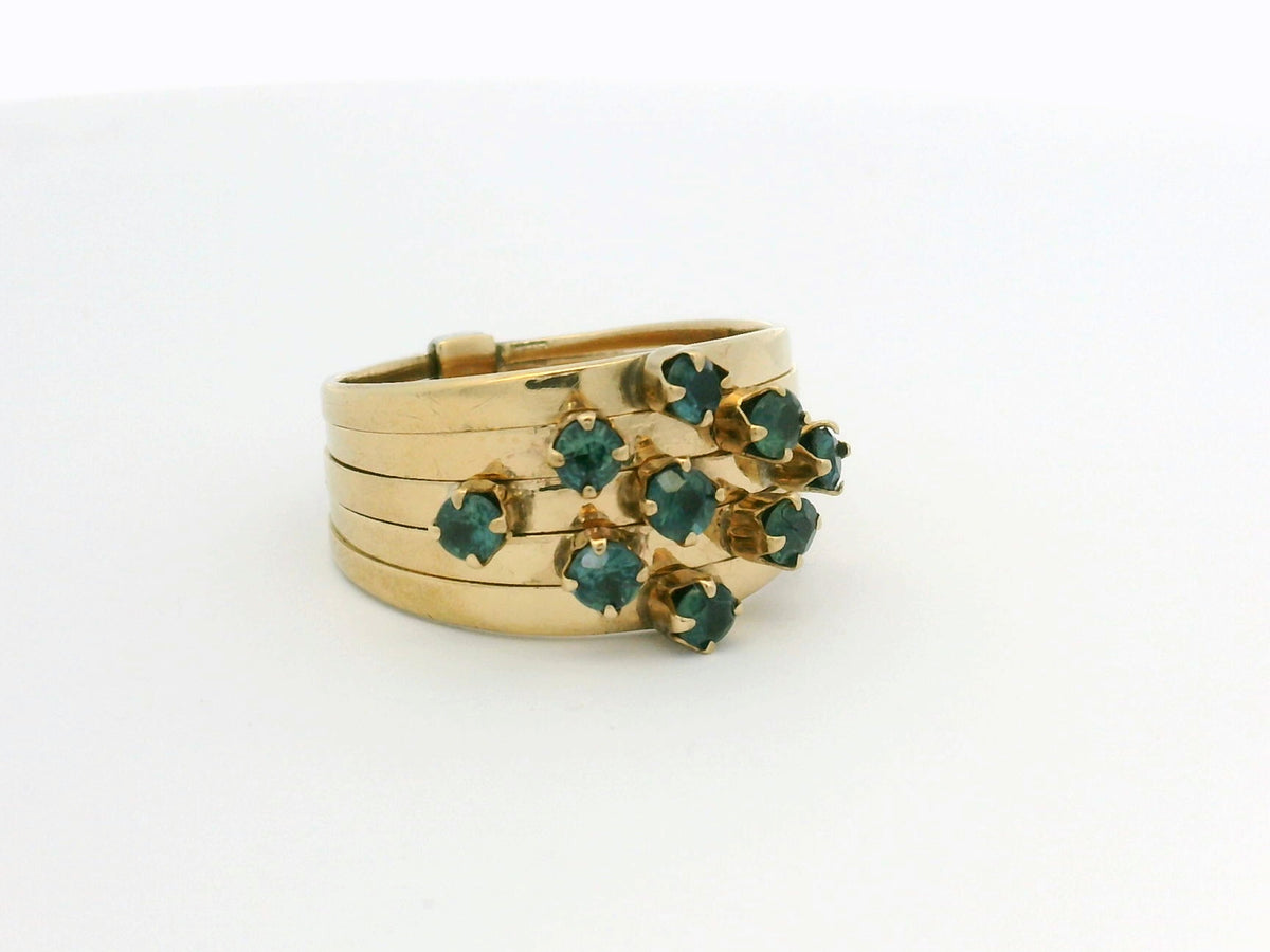 VINTAGE TEAL SAPPHIRE HAREM RING 14ct GOLD