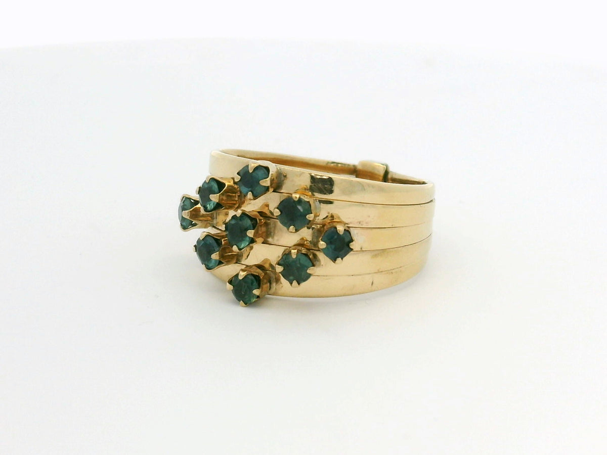 VINTAGE TEAL SAPPHIRE HAREM RING 14ct GOLD