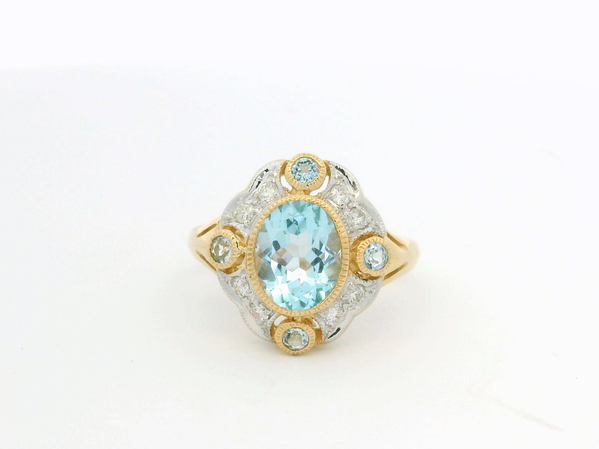 MODERN 2ct TOPAZ &amp; DIAMOND COCKTAIL RING 9ct GOLD