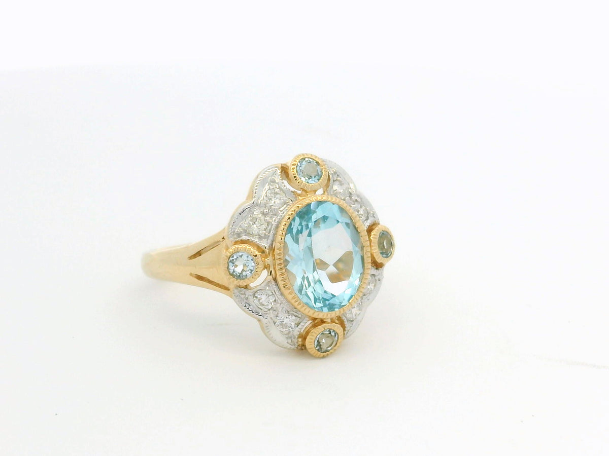 MODERN 2ct TOPAZ &amp; DIAMOND COCKTAIL RING 9ct GOLD