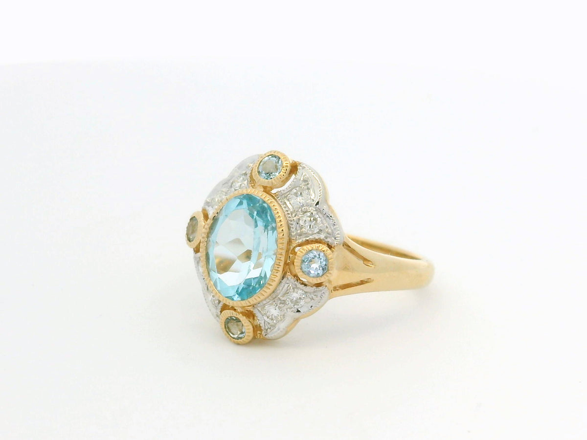 MODERN 2ct TOPAZ &amp; DIAMOND COCKTAIL RING 9ct GOLD