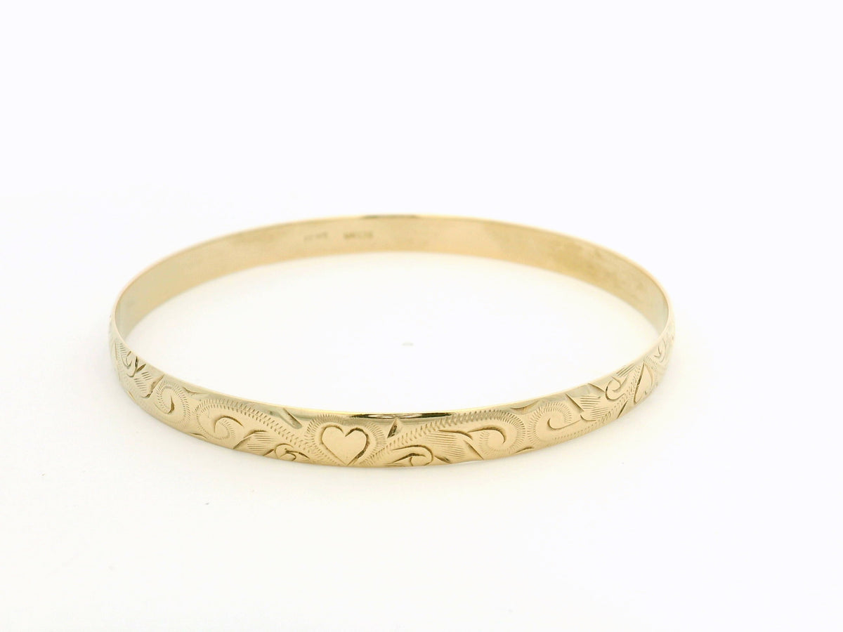 ANTIQUE ETCHED BANGLE 9ct GOLD