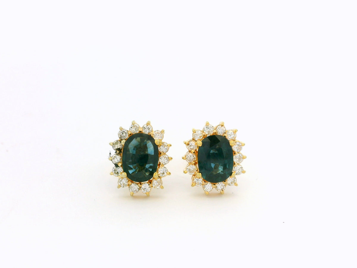 SAPPHIRE &amp; DIAMOND EARRINGS 18ct GOLD