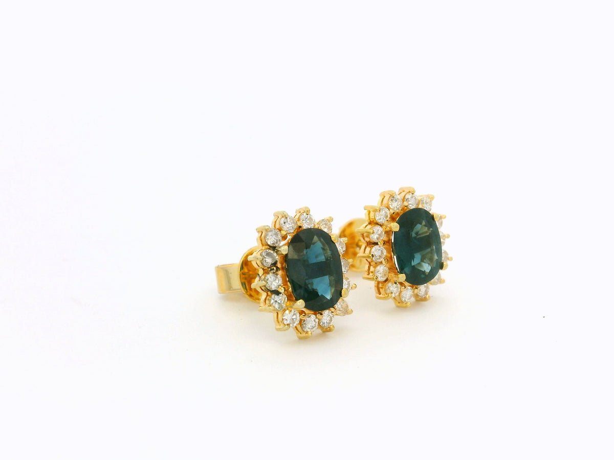 SAPPHIRE &amp; DIAMOND EARRINGS 18ct GOLD