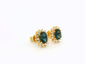 SAPPHIRE & DIAMOND EARRINGS 18ct GOLD