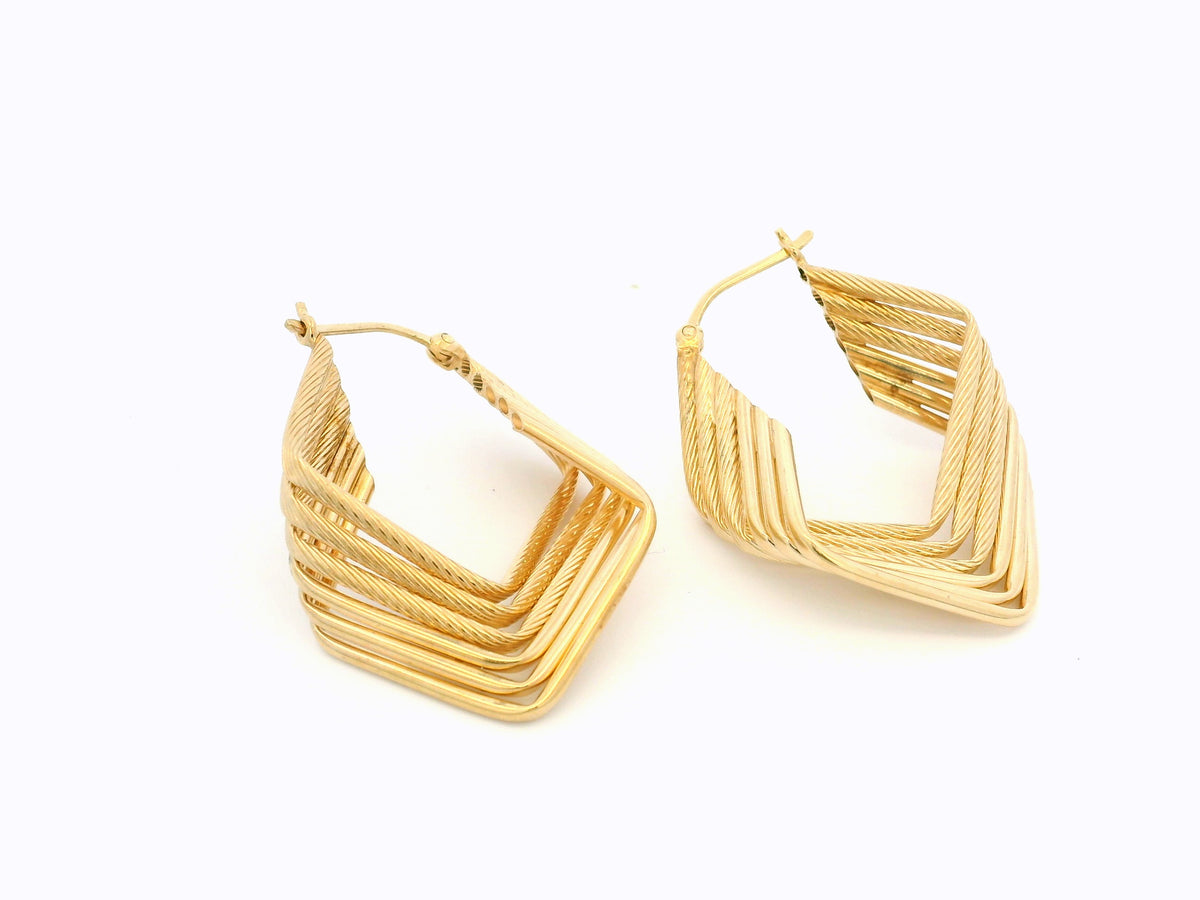 VINTAGE 9ct GOLD TWIST HOOP EARRINGS