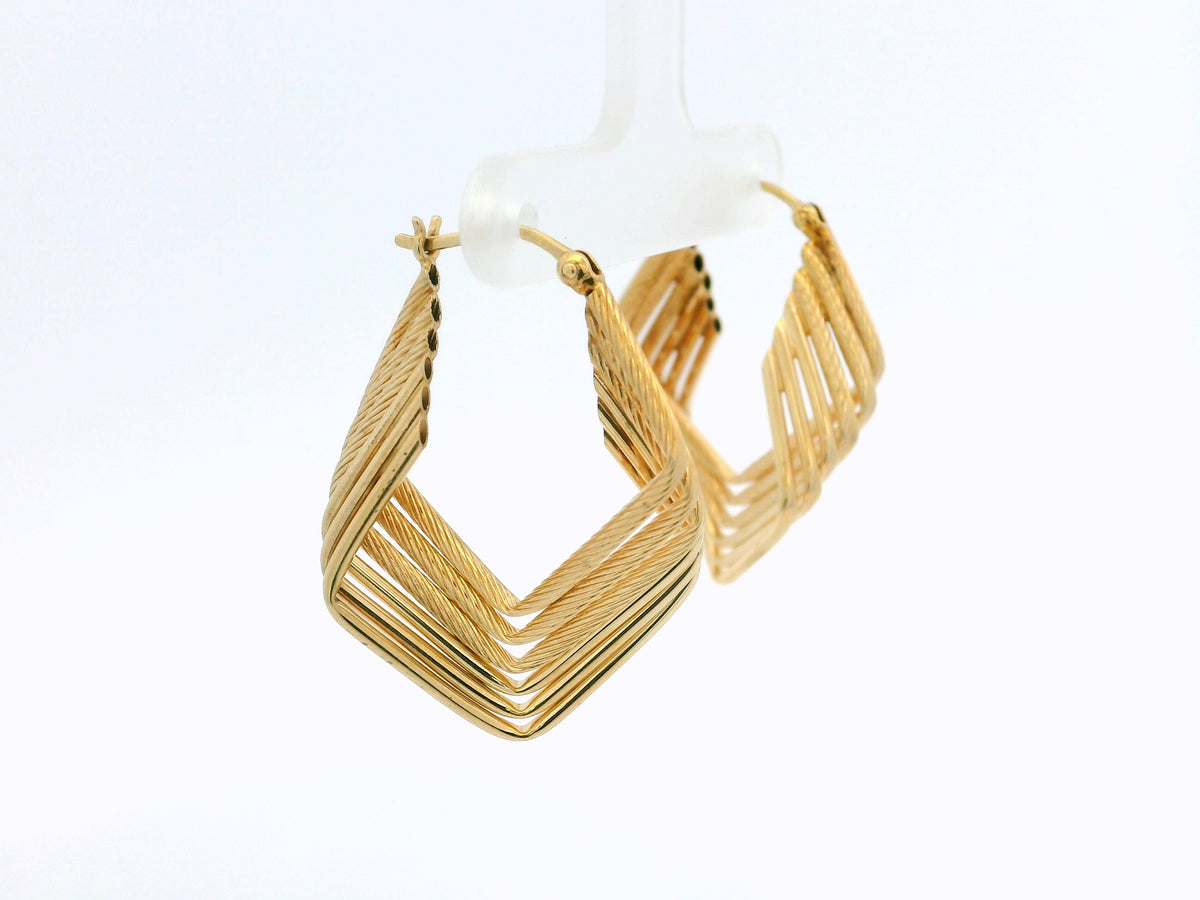 VINTAGE 9ct GOLD TWIST HOOP EARRINGS