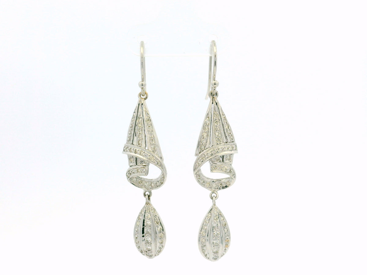 CONTEMPORARY DIAMOND EARRINGS 14ct WHITE GOLD