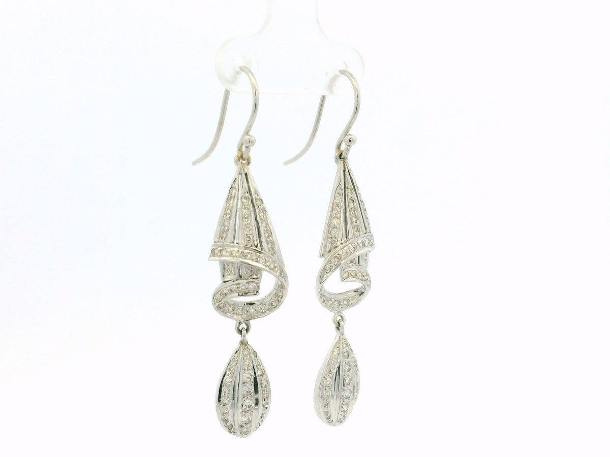 CONTEMPORARY DIAMOND EARRINGS 14ct WHITE GOLD