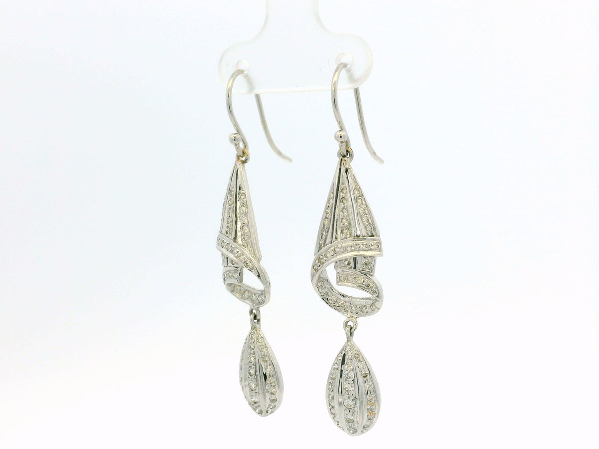 CONTEMPORARY DIAMOND EARRINGS 14ct WHITE GOLD