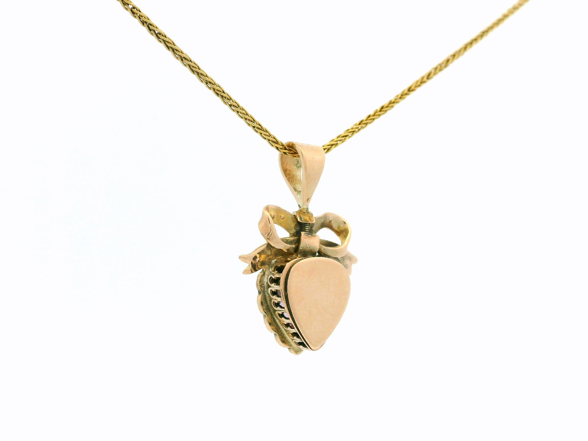 ANTIQUE EDWARDIAN AMETHYST HEART & SEED PEARL PENDANT 9ct GOLD