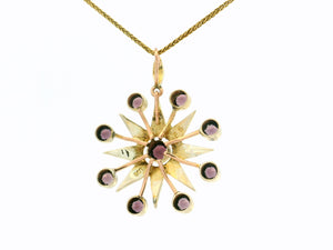 ANTIQUE PURPLE PASTE & SEED PEARL CELESTIAL STAR PENDANT 9ct GOLD