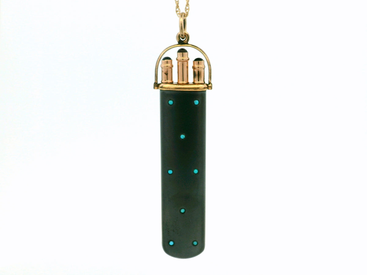 ANTIQUE ENAMEL GEM SET FOB PENCIL CASE