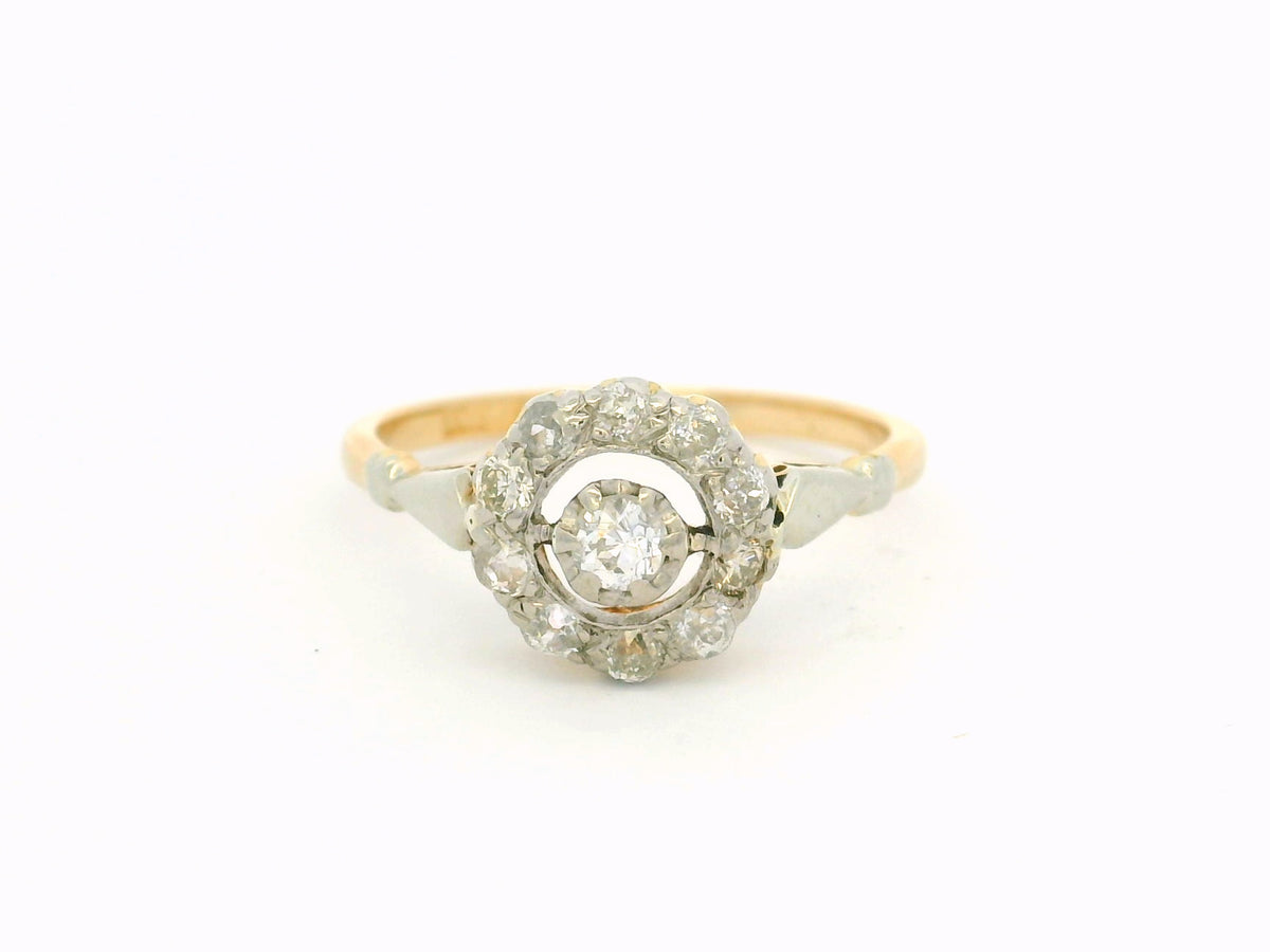 ANTIQUE EDWARDIAN DIAMOND ‘TARGET’ RING 18ct GOLD &amp; PLATINUM