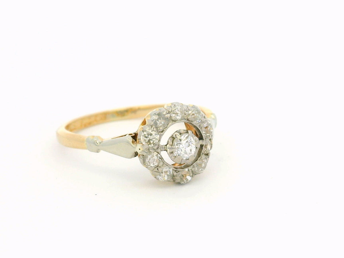 ANTIQUE EDWARDIAN DIAMOND ‘TARGET’ RING 18ct GOLD &amp; PLATINUM