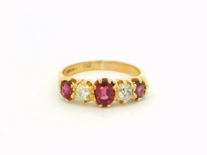 ANTIQUE EDWARDIAN RUBY & DIAMOND RING 18ct GOLD